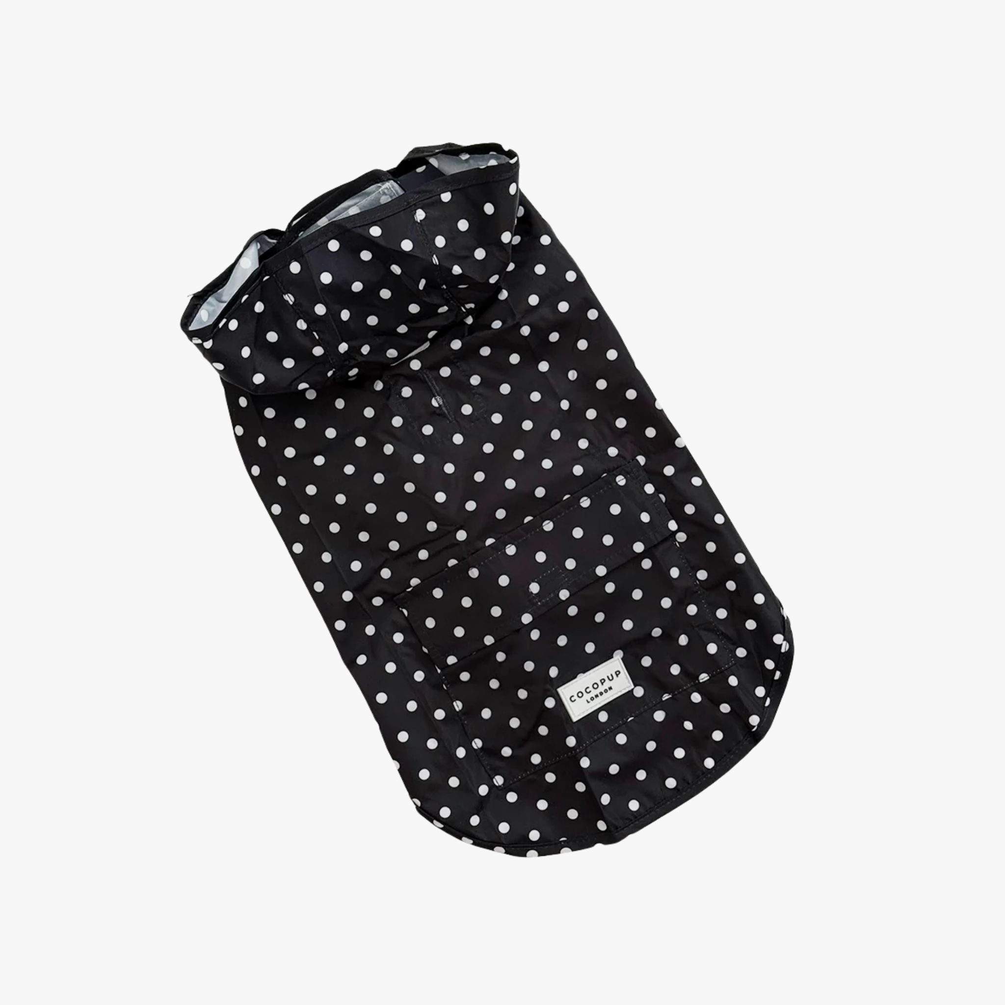 Black Polka Dot - Regnjakke til hund — bilde 1