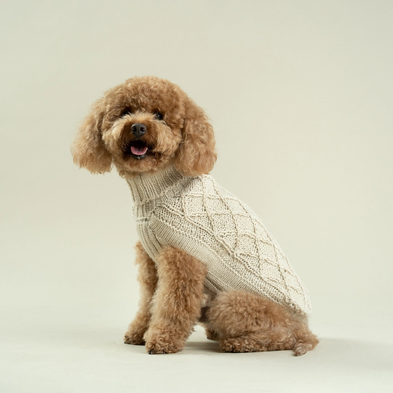 Diamond Knit – Alpaca Hundegenser Natural — bilde 1
