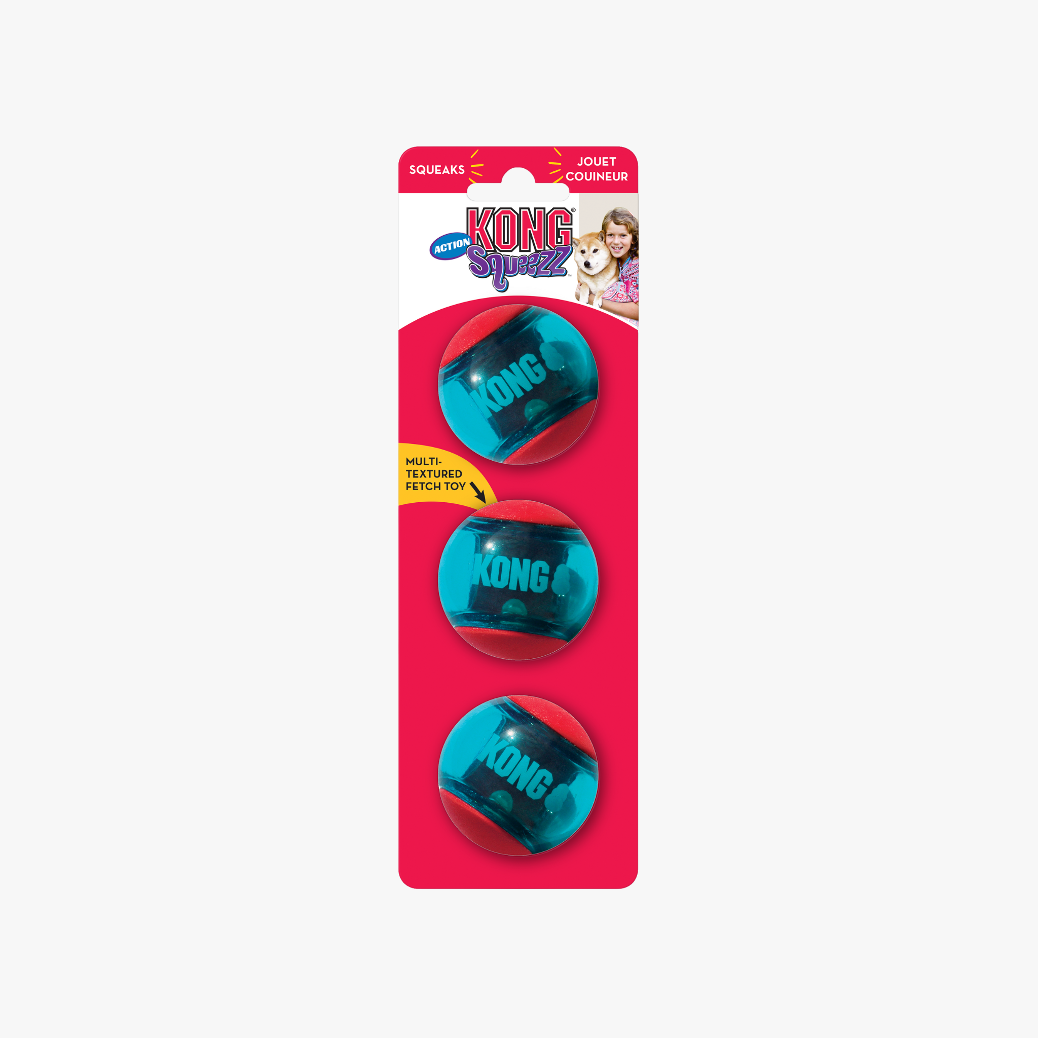 KONG Squeezz Action Ball – Hundeball med pipelyd — bilde 1