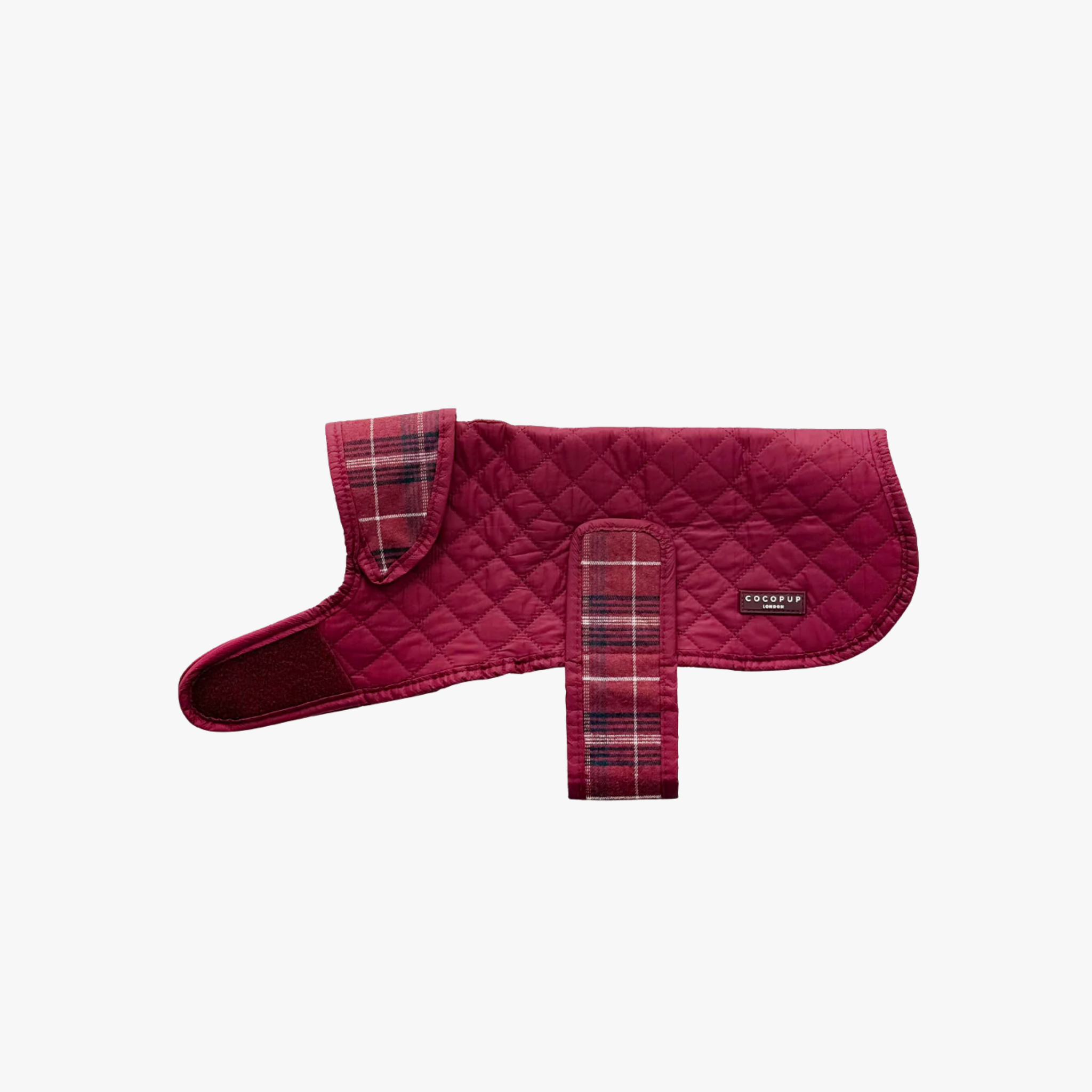 Luxe Quilted Mulberry Plaid - Vattert hundejakke — bilde 1