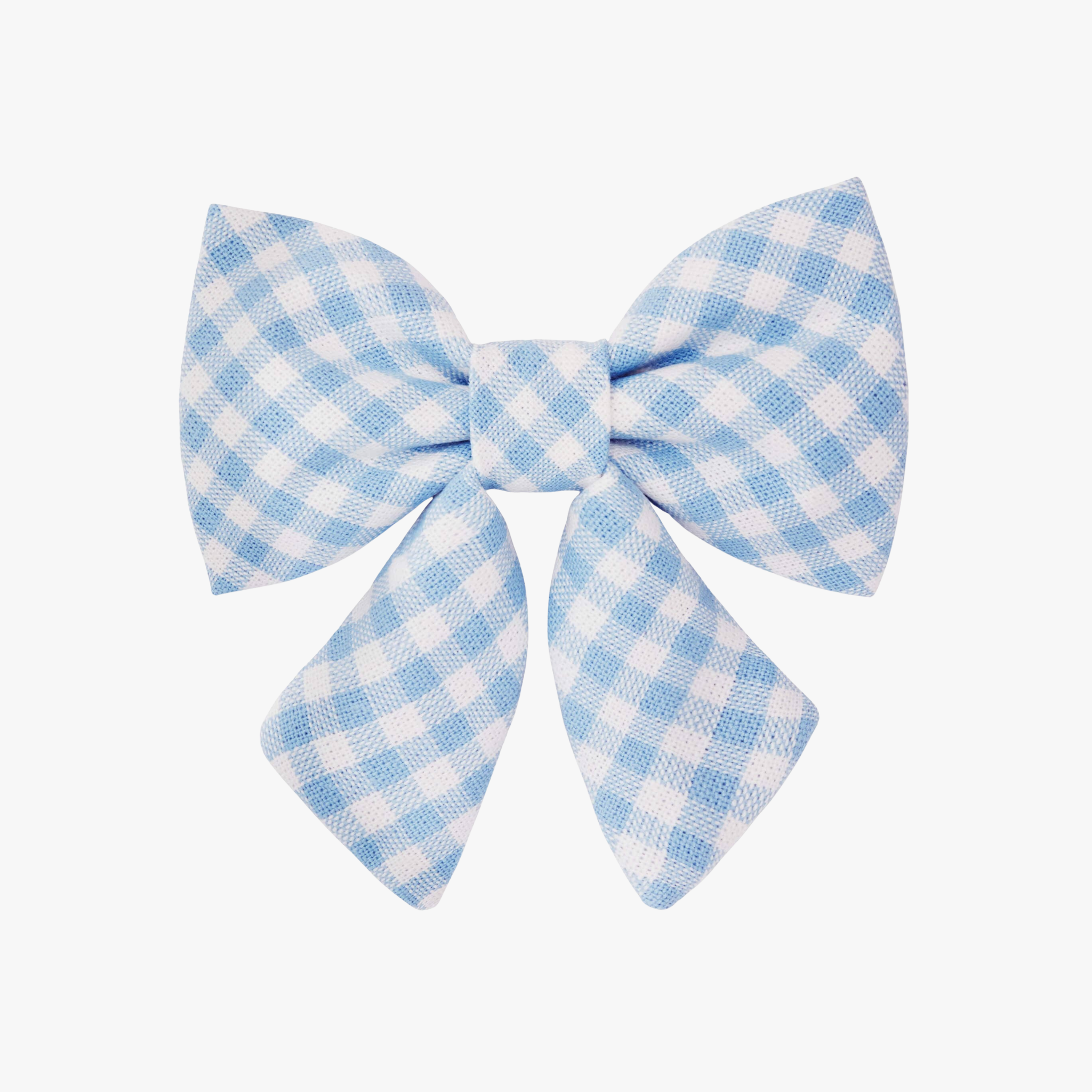 Sky Blue Gingham Lady Bow - Hundesløyfe — bilde 1
