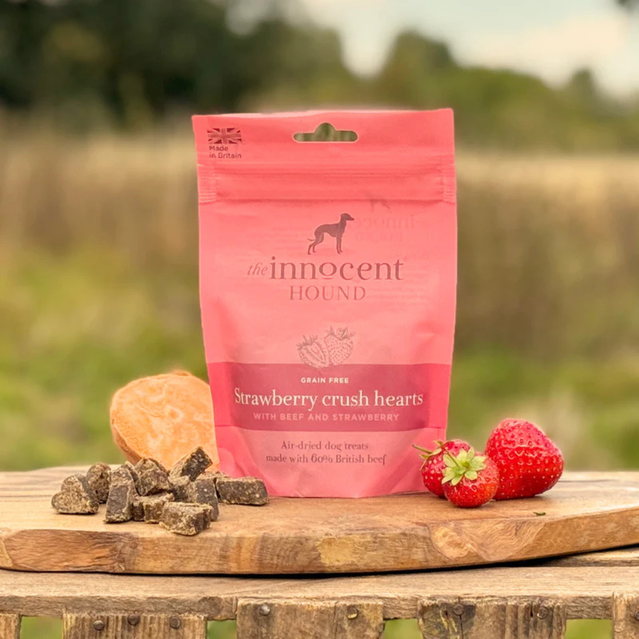 Strawberry Crush Hearts - Godbiter med storfekjøtt og jordbær 70g — bilde 1