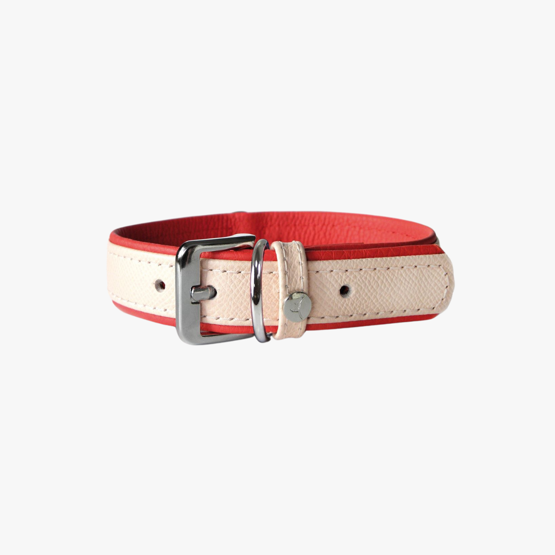 Firenze - Stilfullt skinn halsbånd, Rosy/Ruby Red — bilde 1