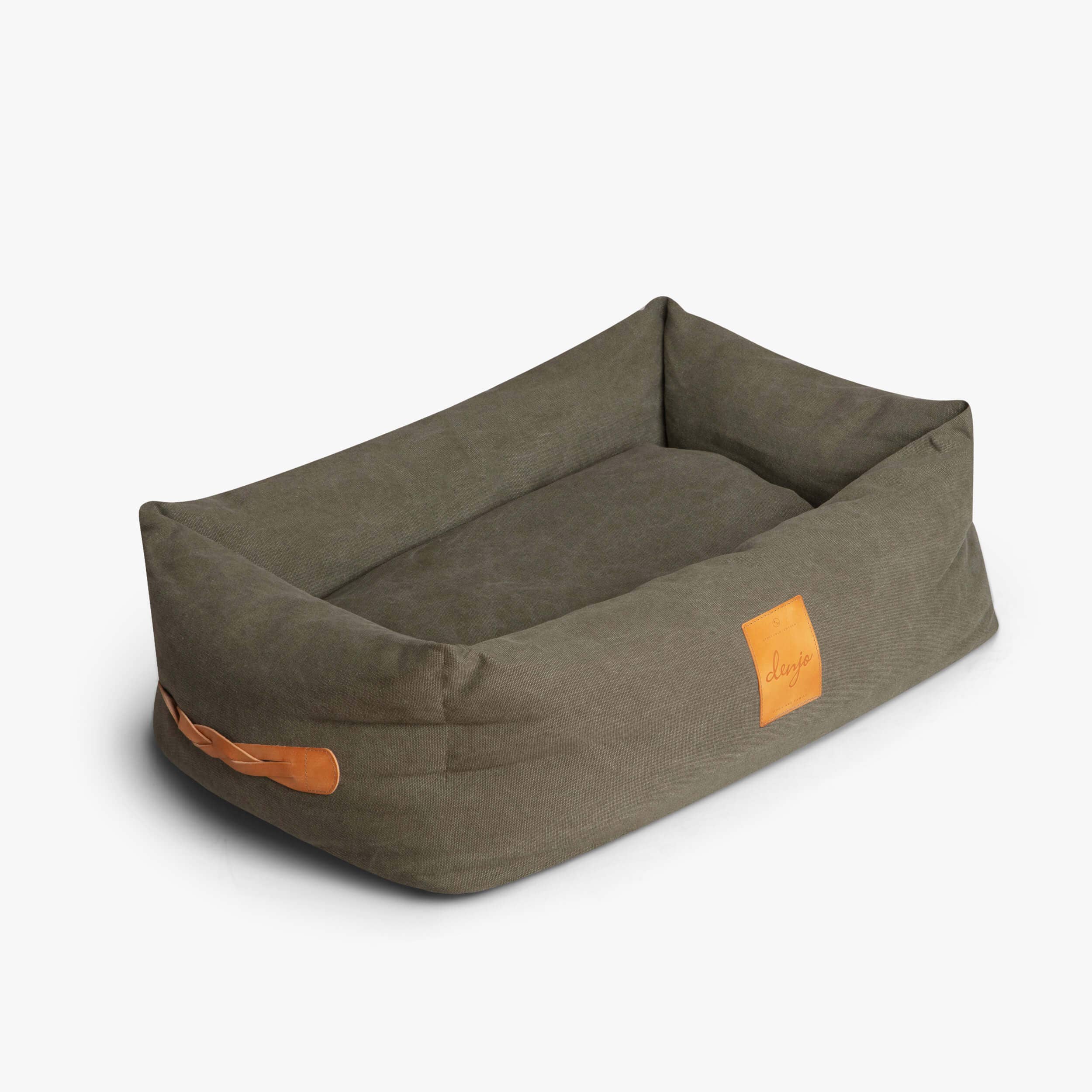 Classic Nest Desert Green - Klassisk hundeseng m/lærdetaljer — bilde 1