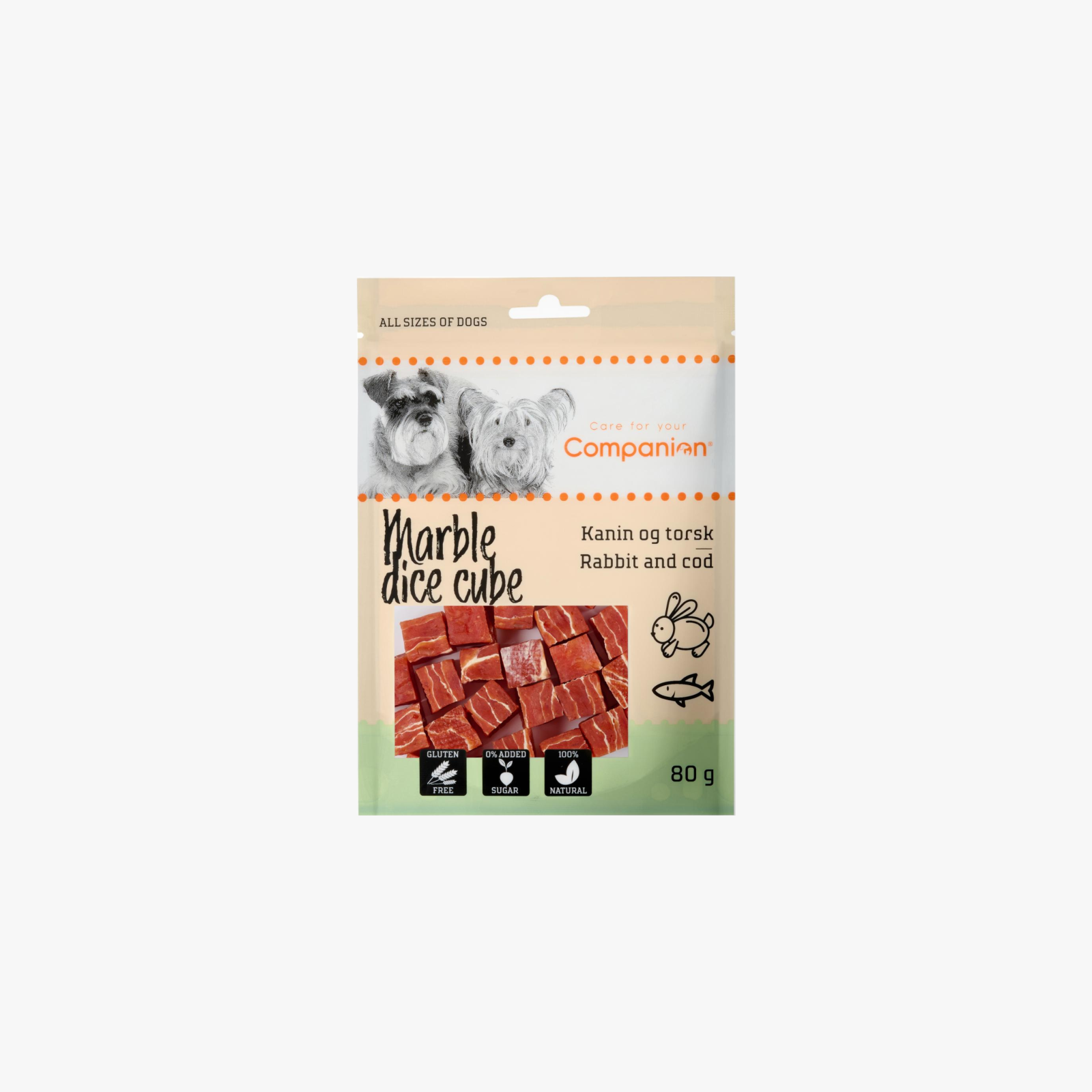 Marble Dice Cube, Marmorerte myke godbiter m/Kanin og torsk — bilde 1