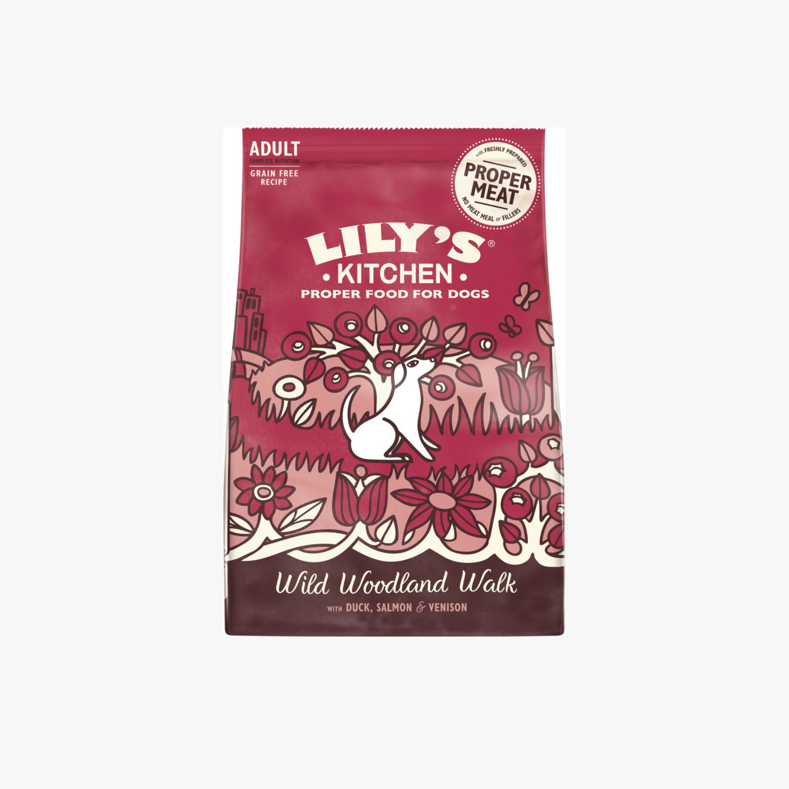 Lily’s Kitchen Wild Woodland Walk – Tørrfôr for voksne hunder med And, Laks og Viltkjøtt — bilde 1
