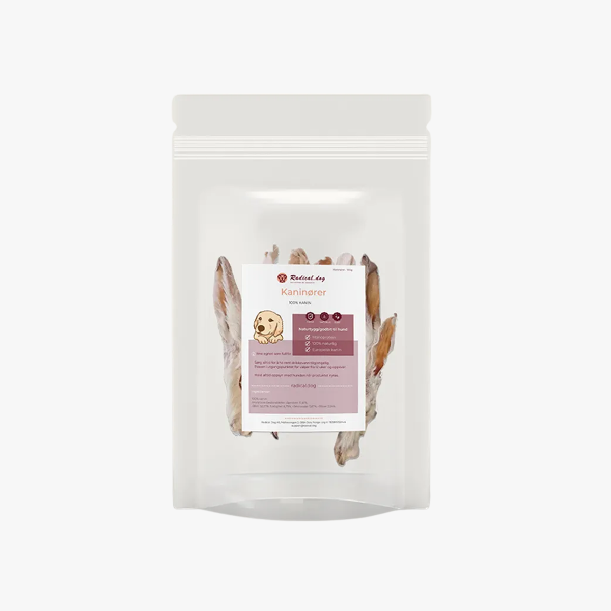 Tyggesnack – Kaninører m/pels | 100g — bilde 1